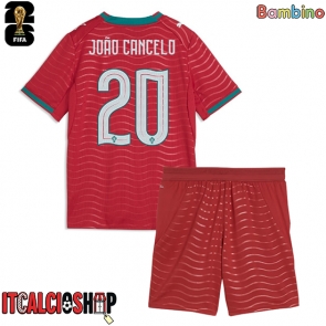 Portogallo Joao Cancelo #20 Prima Maglia Bambino Mondiali 2026 Manica Corta (+ Pantaloni corti)